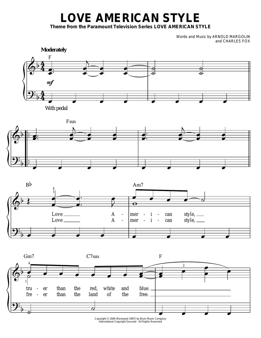 Love American Style Easy Piano scores gallery preview page 1