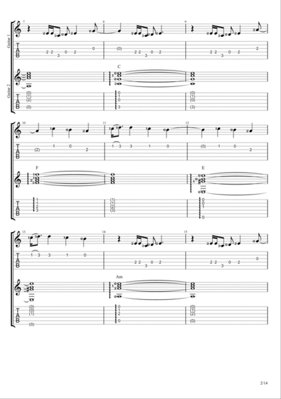 Fallin Guitar Tablature scores gallery preview page 2