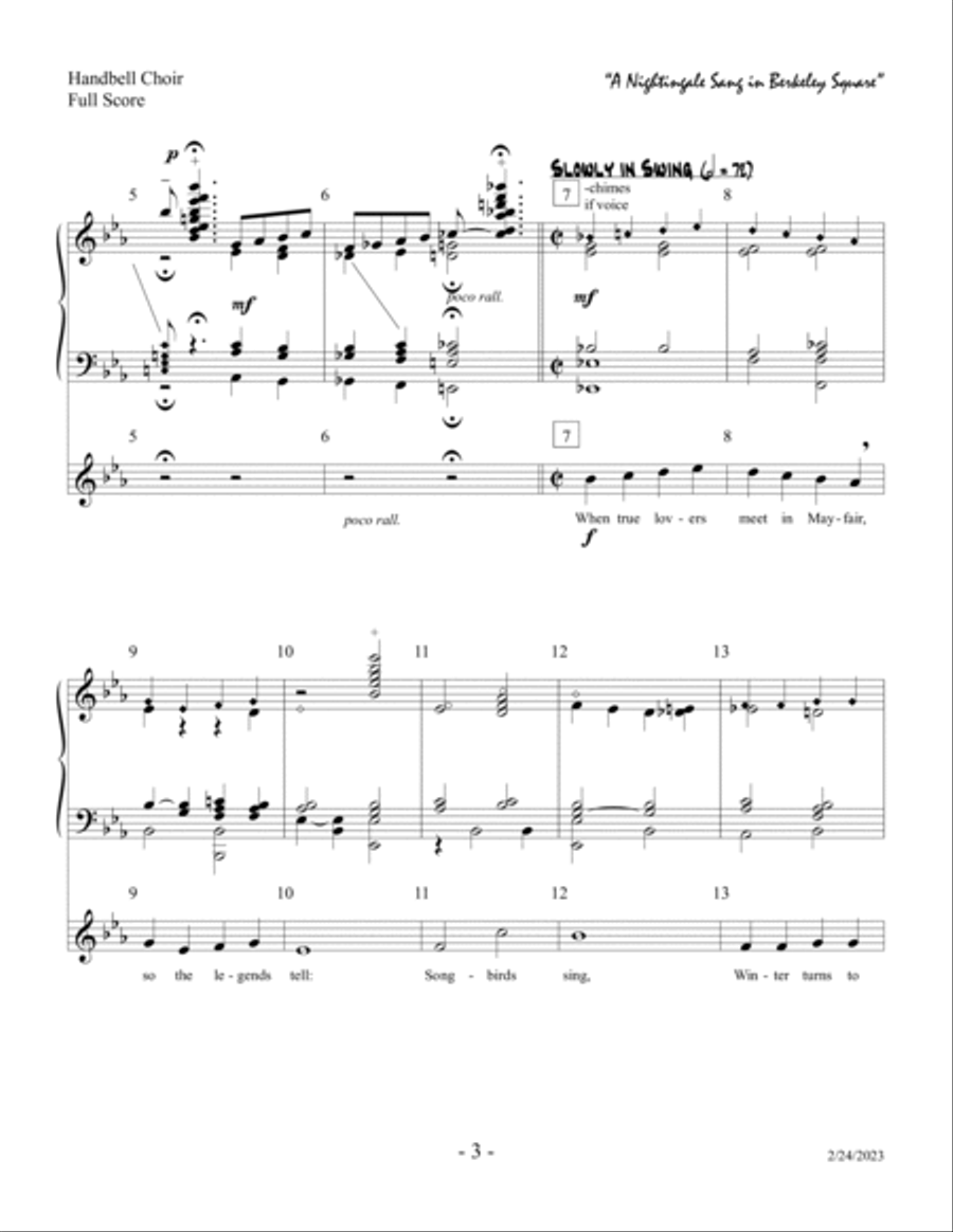 A Nightingale Sang in Berkeley Square (Voice) Handbell Choir scores gallery preview page 3