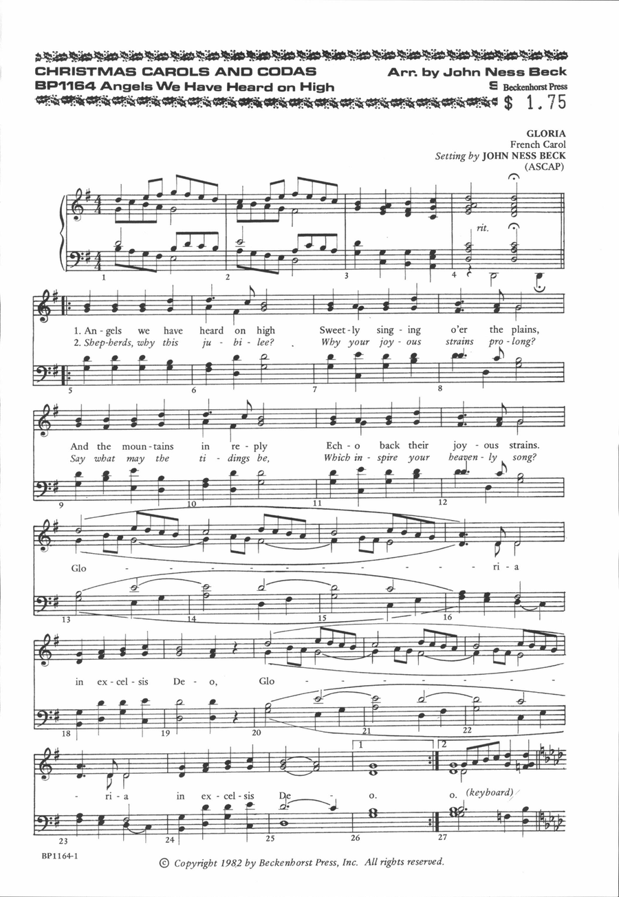 Angels We Have Heard on High - Beck 4-Part scores gallery preview page 2