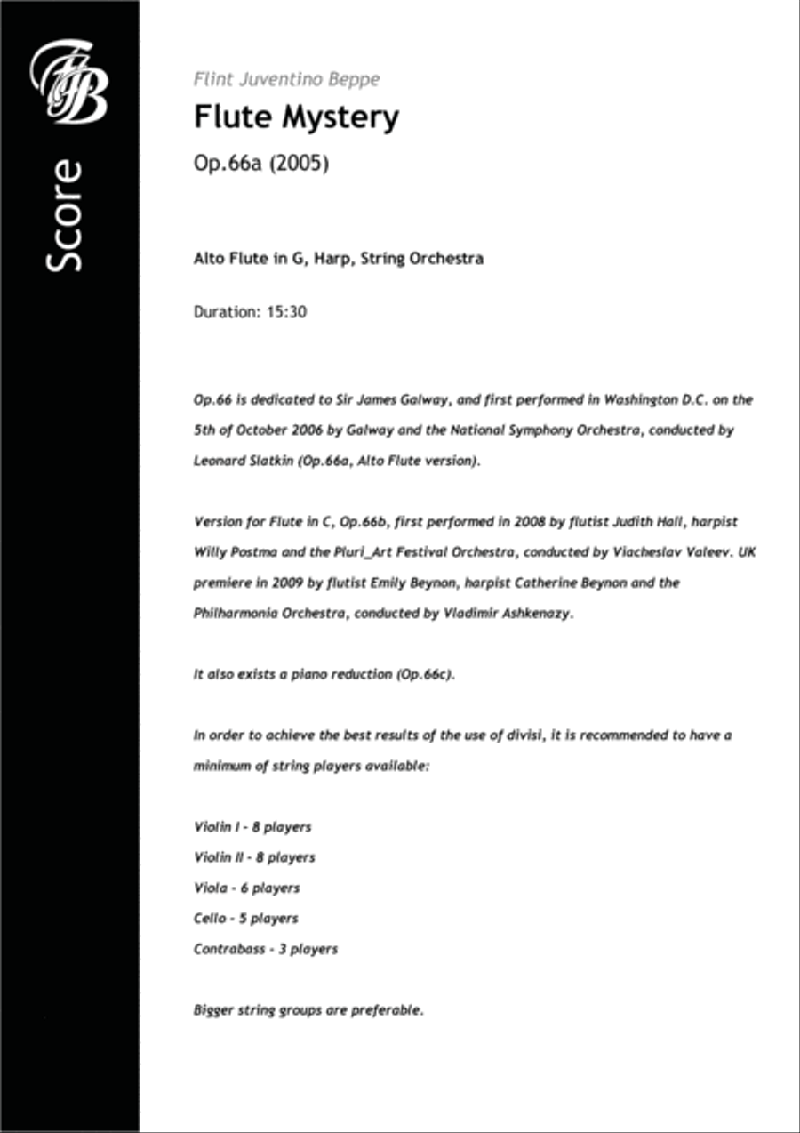 Flute Mystery Op.66a (Alto Flute version) String Orchestra scores gallery preview page 1