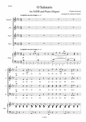 Gounod O Salutaris arranged for SATB choir and piano (or organ)