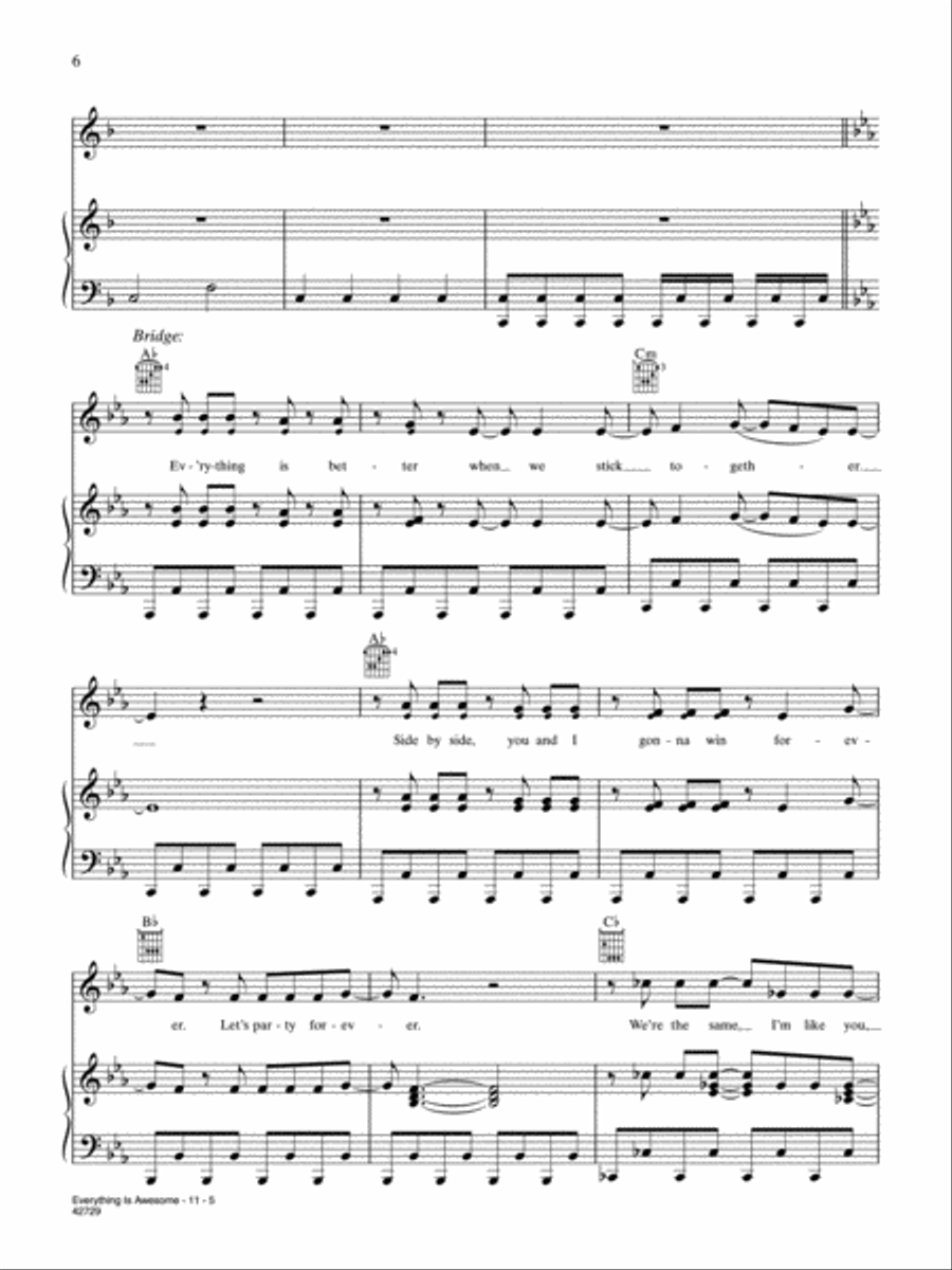 Everything is Awesome (Awesome Remixxx!!!) Piano, Vocal, Guitar scores gallery preview page 5