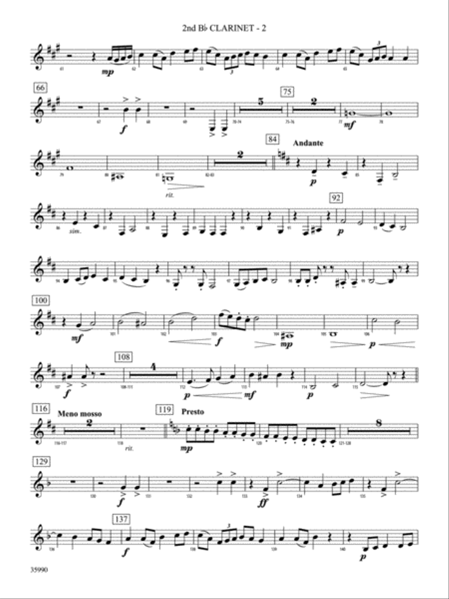 Tales of Vandosar: 2nd B-flat Clarinet Full Orchestra scores gallery preview page 2