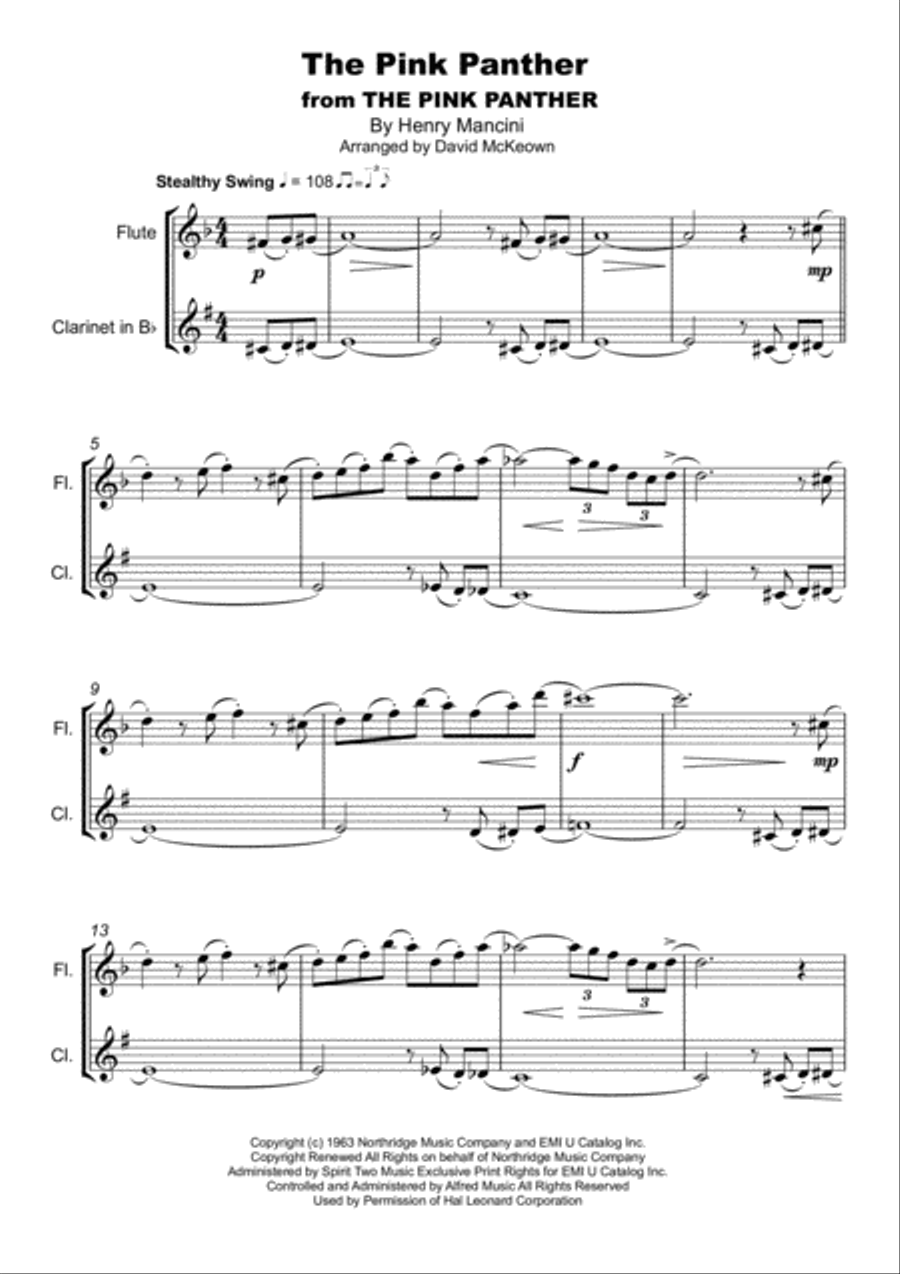The Pink Panther from THE PINK PANTHER Woodwind Duet scores gallery preview page 2