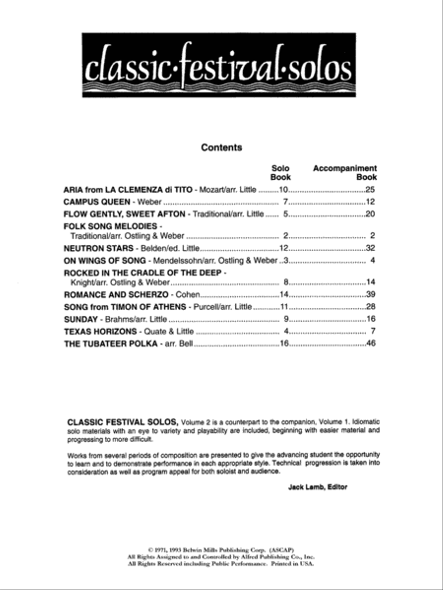 Classic Festival Solos (Tuba), Volume 2