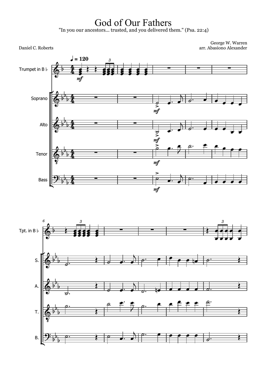 God of Our Fathers 4-Part scores gallery preview page 1