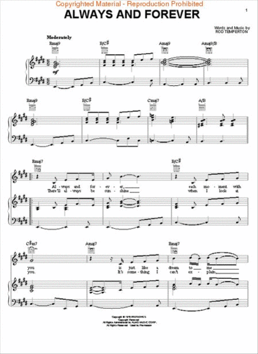 Always and Forever Piano, Vocal, Guitar scores gallery preview page 2