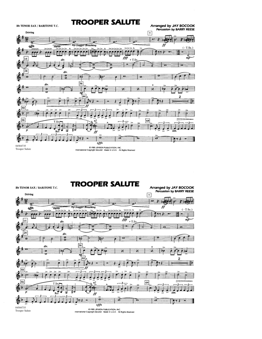Trooper Salute - Bb Tenor Sax/Baritone TC