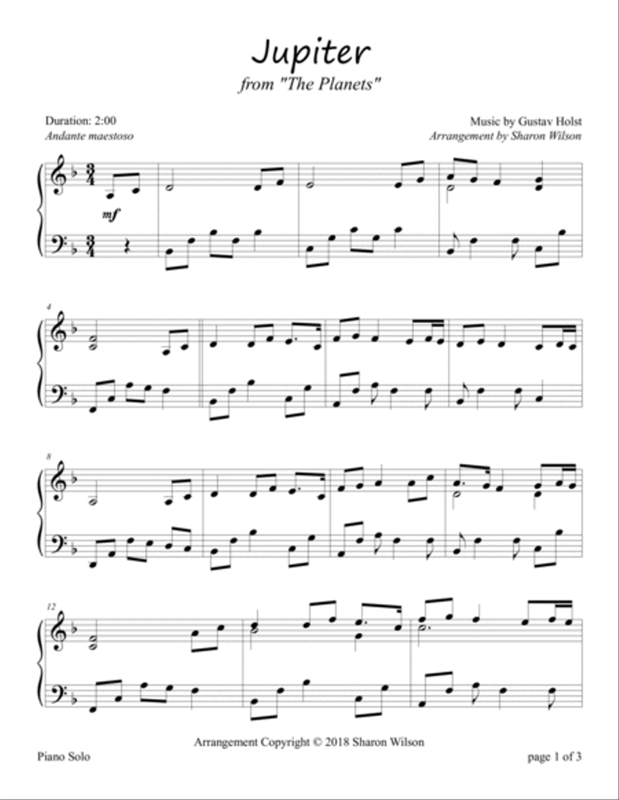 Jupiter Piano Solo scores gallery preview page 2