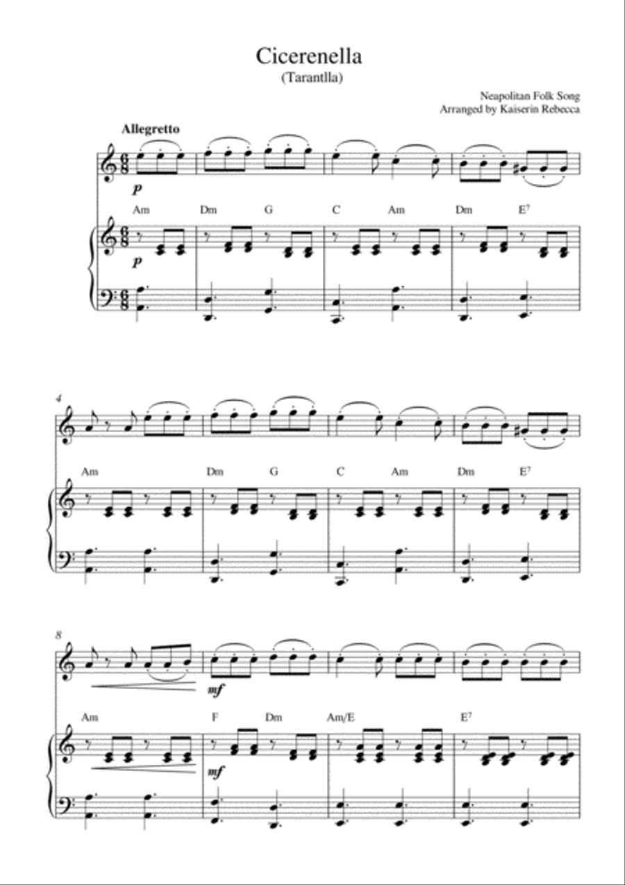 Cicerenella (Tarantlla) Violin Solo scores gallery preview page 1