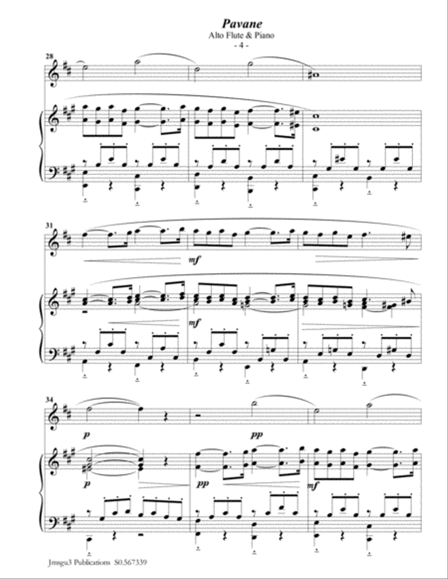 Fauré: Pavane Op. 50 for Alto Flute & Piano Fauré: Pavane Op. 50 for Alto Flute & Piano Flute Solo scores gallery preview page 4