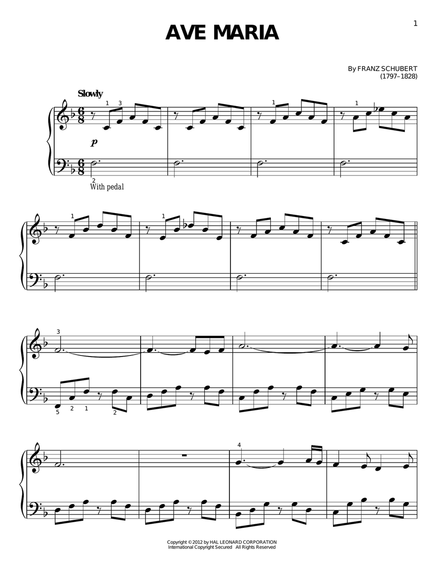 Ave Maria Easy Piano scores gallery preview page 1