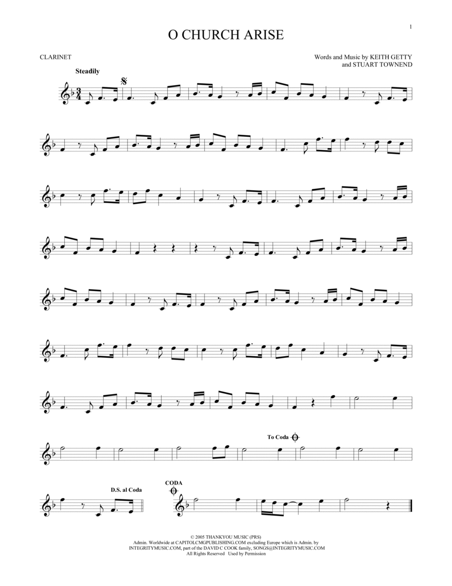 O Church Arise Clarinet Solo scores gallery preview page 1