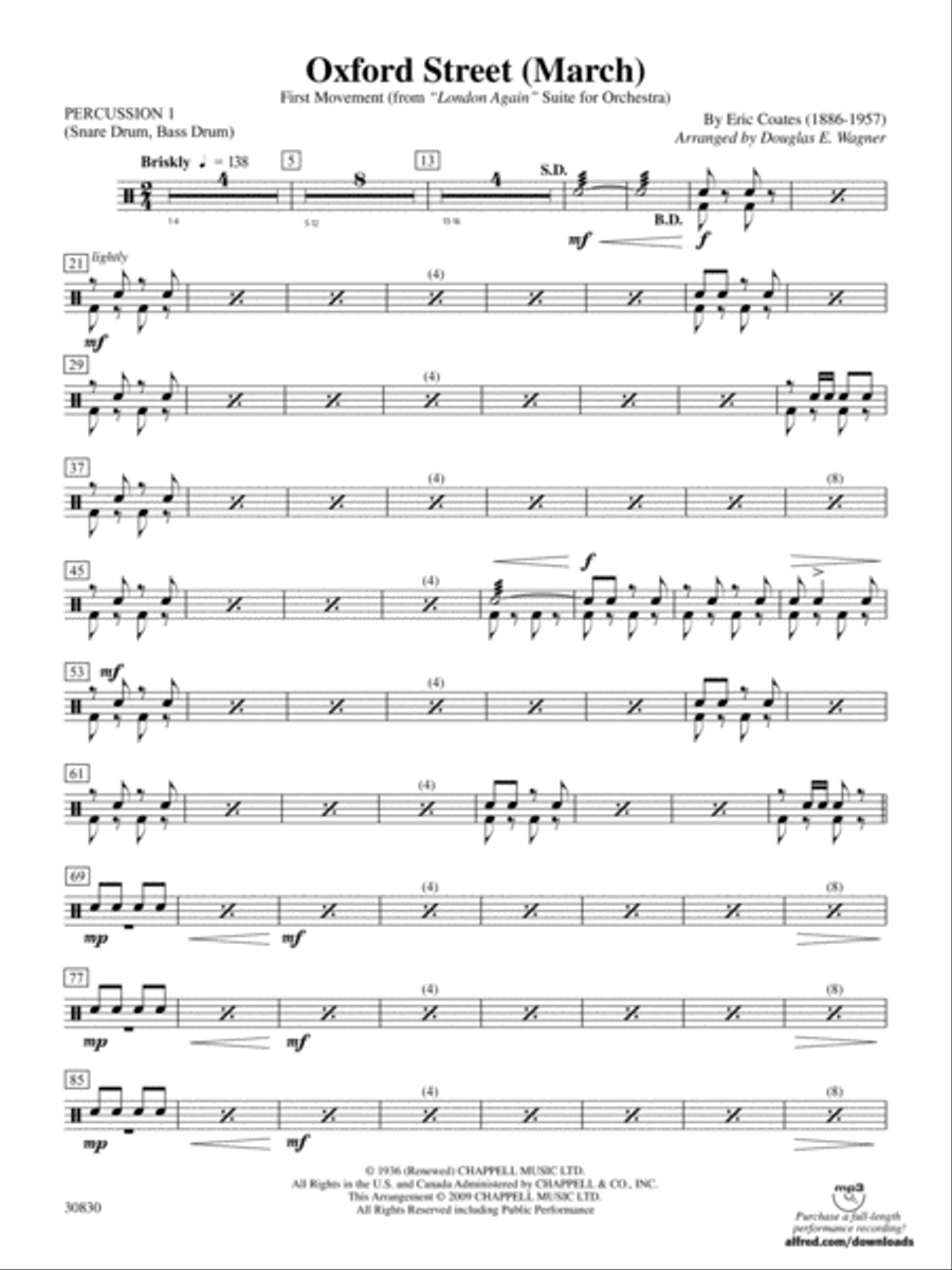 Oxford Street (March): 1st Percussion Concert Band scores gallery preview page 1