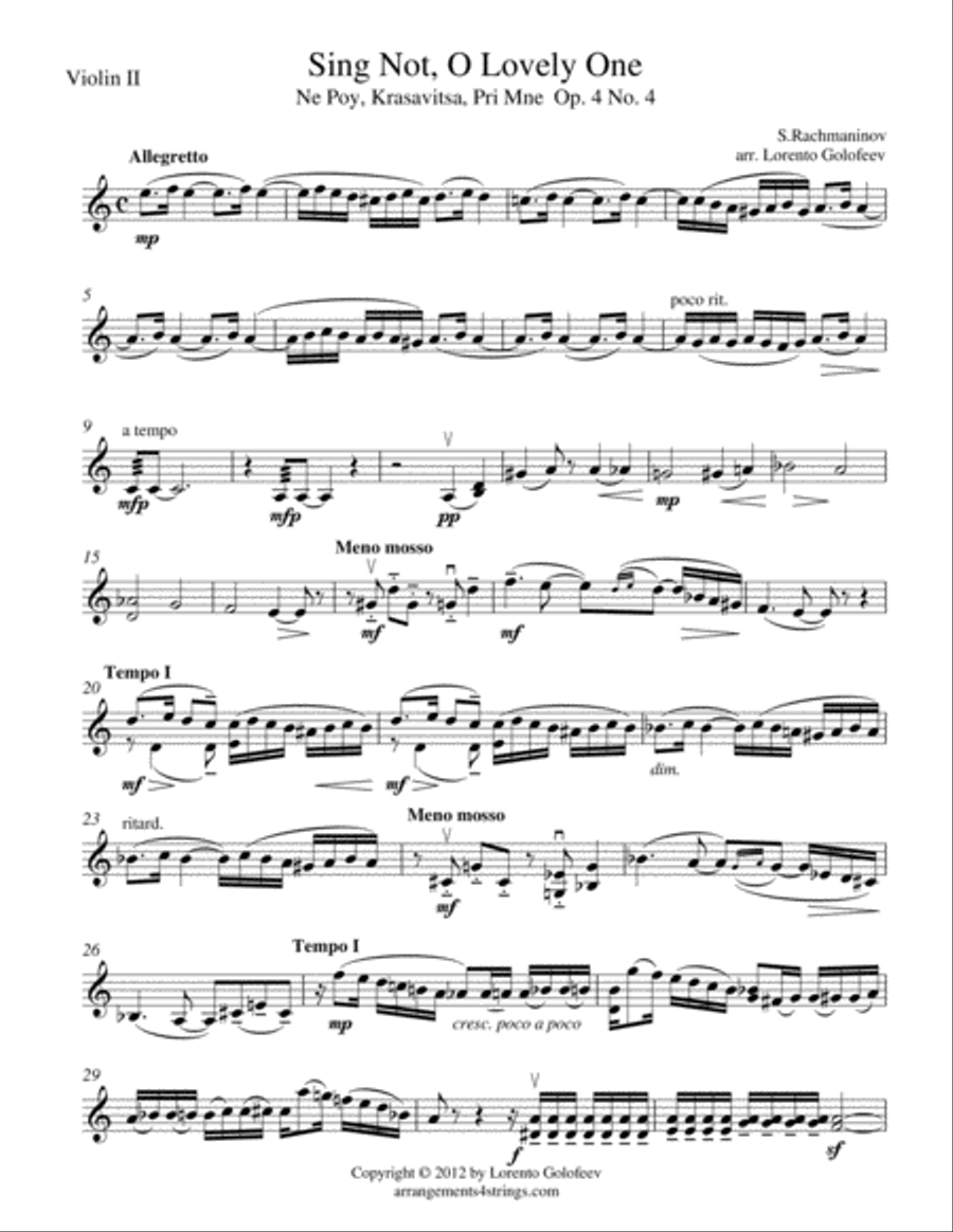 Sing Not To Me, O Lovely One String Quartet scores gallery preview page 3