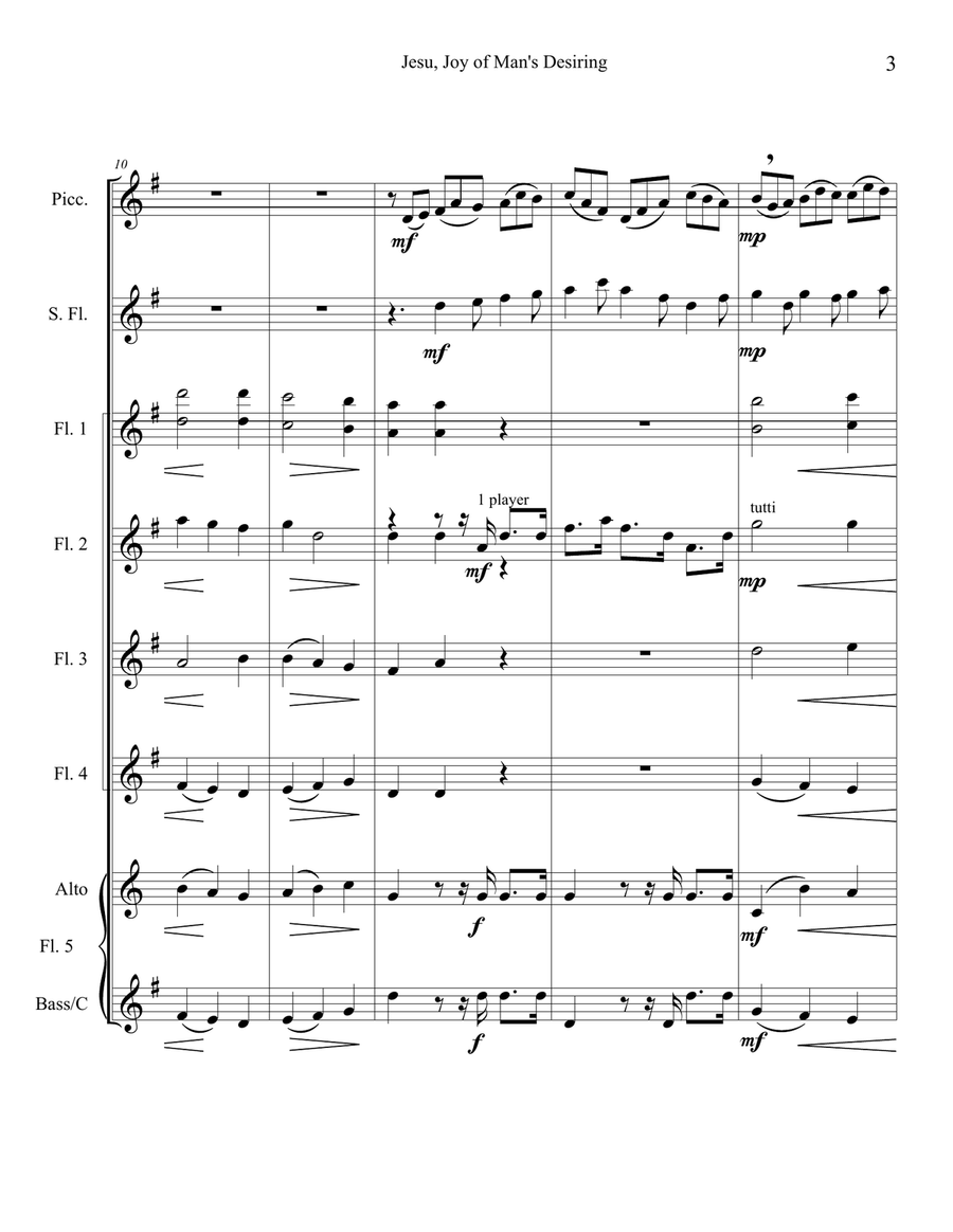 Jesu Joy of Mans Desiring [Flute Choir] Flute Choir scores gallery preview page 4
