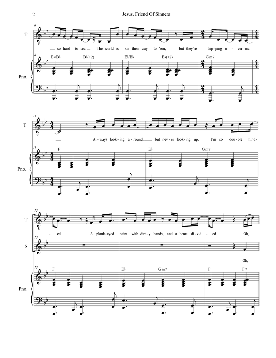 Jesus, Friend Of Sinners Jesus, Friend Of Sinners Tenor Voice scores gallery preview page 2