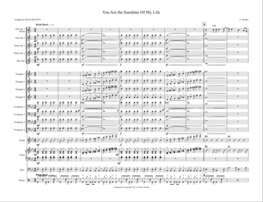 You Are The Sunshine Of My Life Jazz Ensemble scores gallery preview page 1