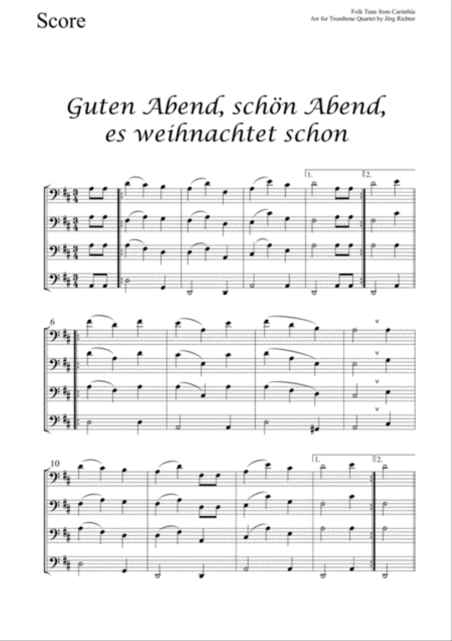 Good evening, good evening, it's already Christmas for Trombone Quartet Brass Quartet scores gallery preview page 2