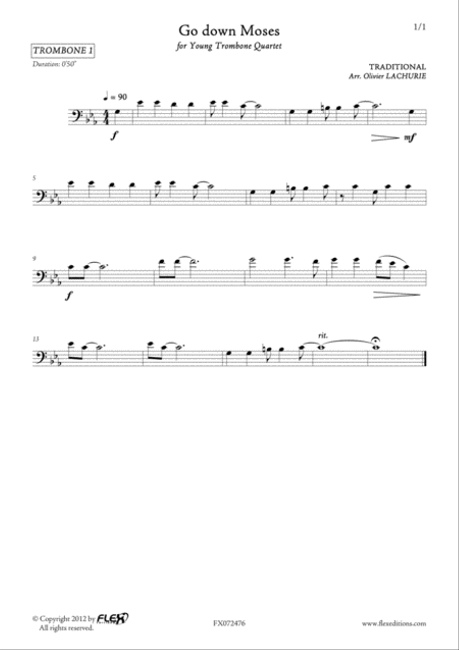 Go Down Moses Trombone Quartet scores gallery preview page 3