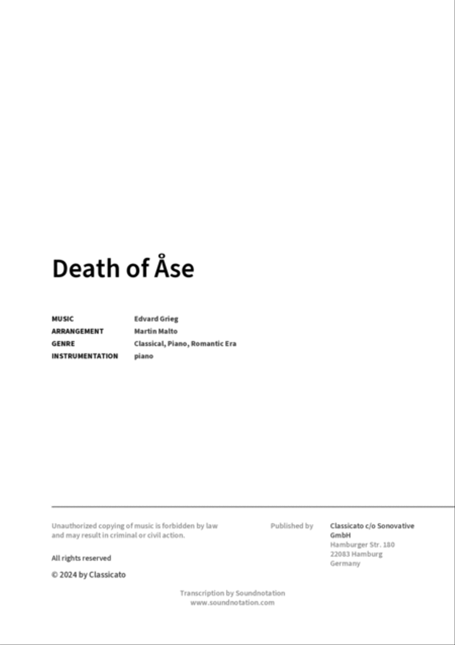 Death of Åse Easy Piano scores gallery preview page 2
