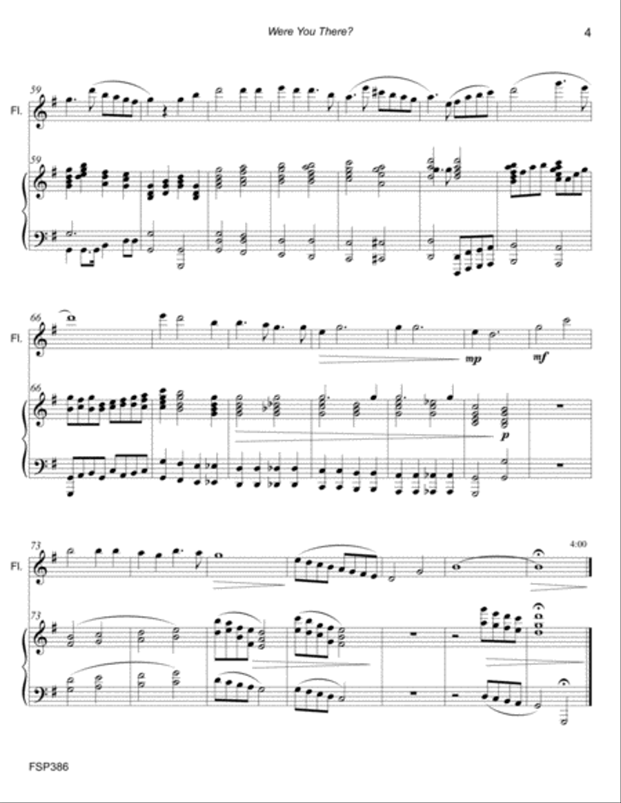WERE YOU THERE? - FLUTE or ALTO FLUTE with Piano Accompaniment Small Ensemble scores gallery preview page 4