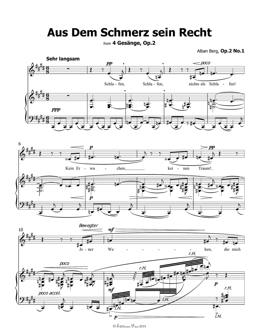 Aus Dem Schmerz sein Recht, by Alban Berg, in c sharp minor Voice scores gallery preview page 3