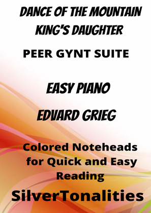 Dance of the Mountain King's Daughter Easy Piano Sheet Music with Colored Notation