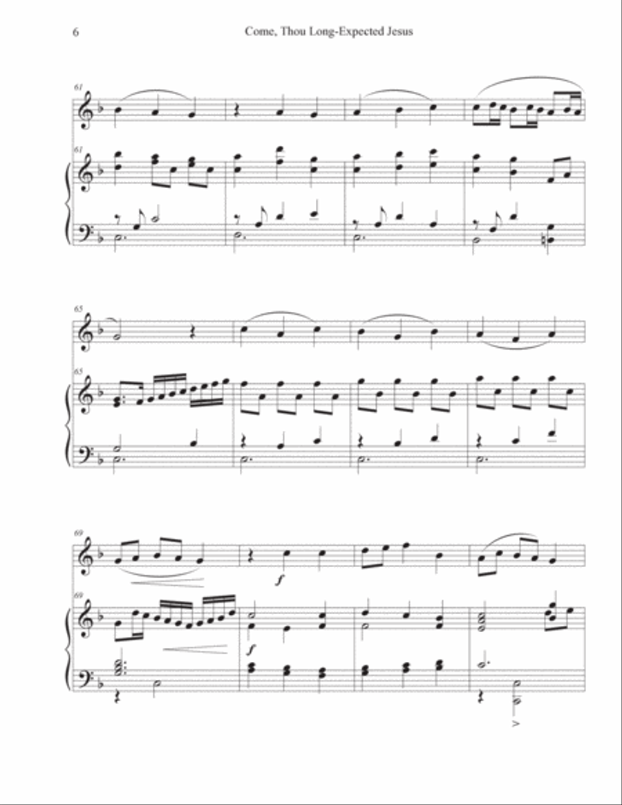 Come, Thou Long-Expected Jesus (Oboe-Piano) Piano scores gallery preview page 6