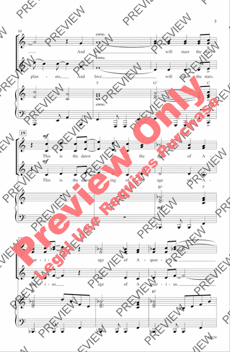 Aquarius / Let the Sunshine In Women's Choir scores gallery preview page 4