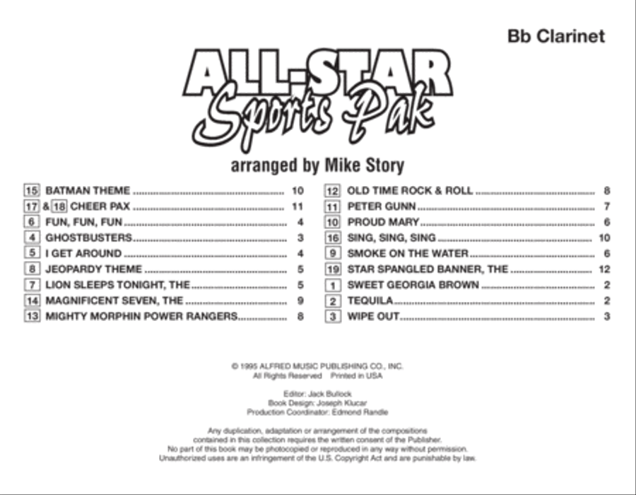 All-Star Sports Pak- Bb Clarinet Marching Band scores gallery preview page 2