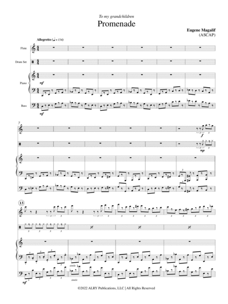 Promenade for Flute, Piano, Bass, and Drum Set
