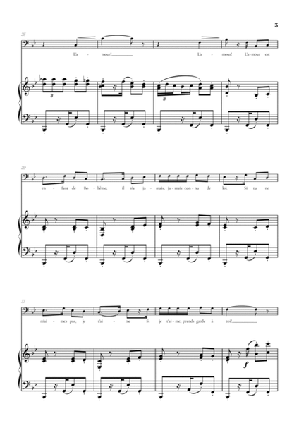 Bizet • Habanera from Carmen in Bb minor [Bbm] | bass voice sheet music with piano accompaniment image number null