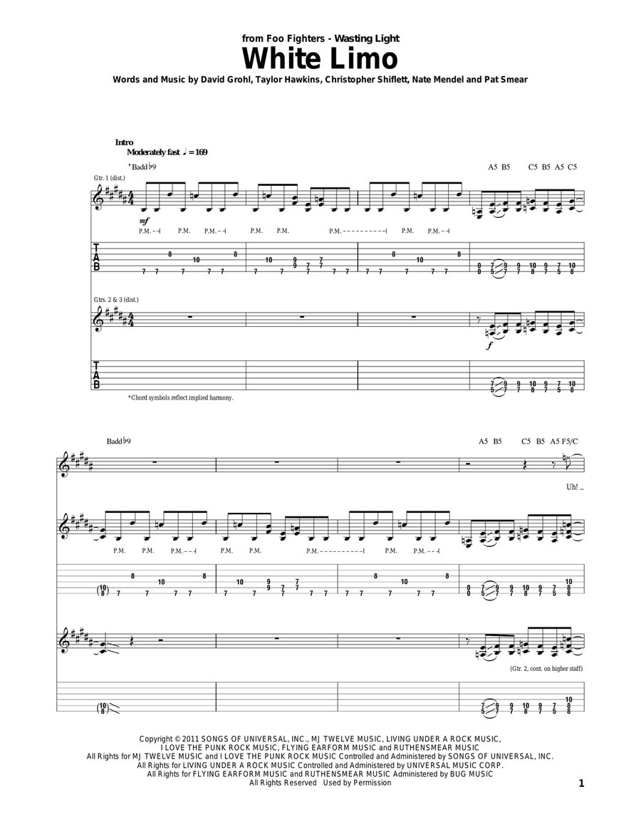 White Limo Acoustic Guitar scores gallery preview page 1