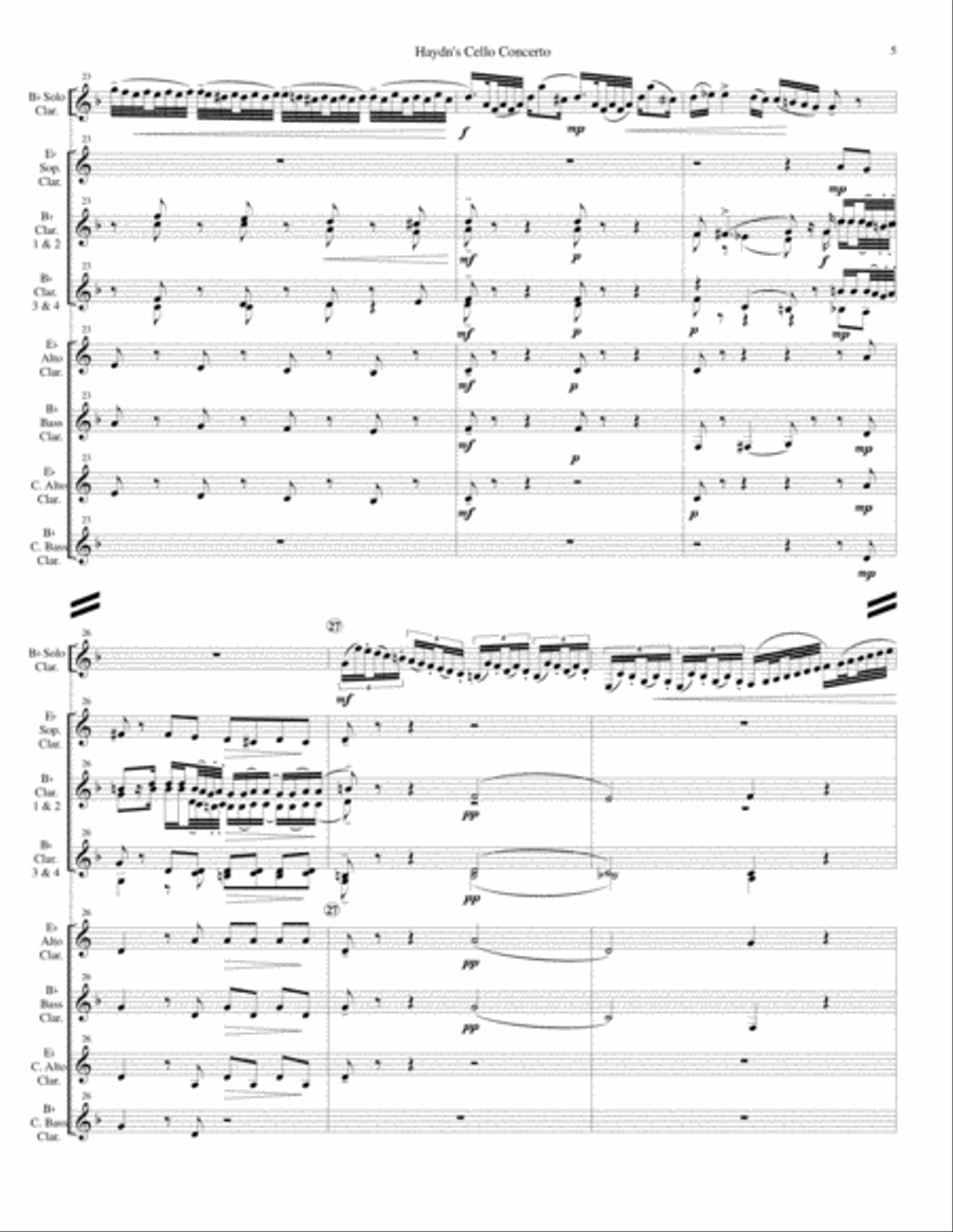 Haydn's Cello Concerto for Clarinet Choir Clarinet Choir scores gallery preview page 5