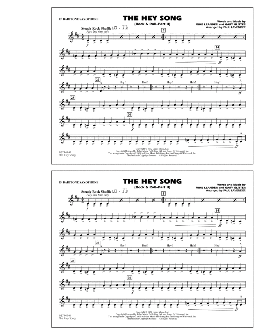Rock & Roll - Part II (The Hey Song) - Eb Baritone Sax Marching Band scores gallery preview page 1