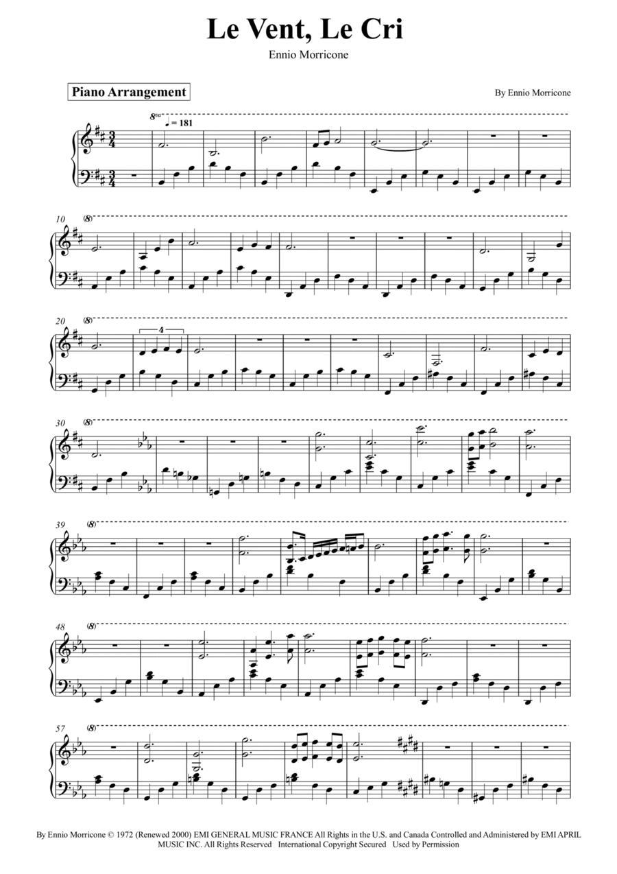 Le Vent, Le Cri Piano Solo scores gallery preview page 1