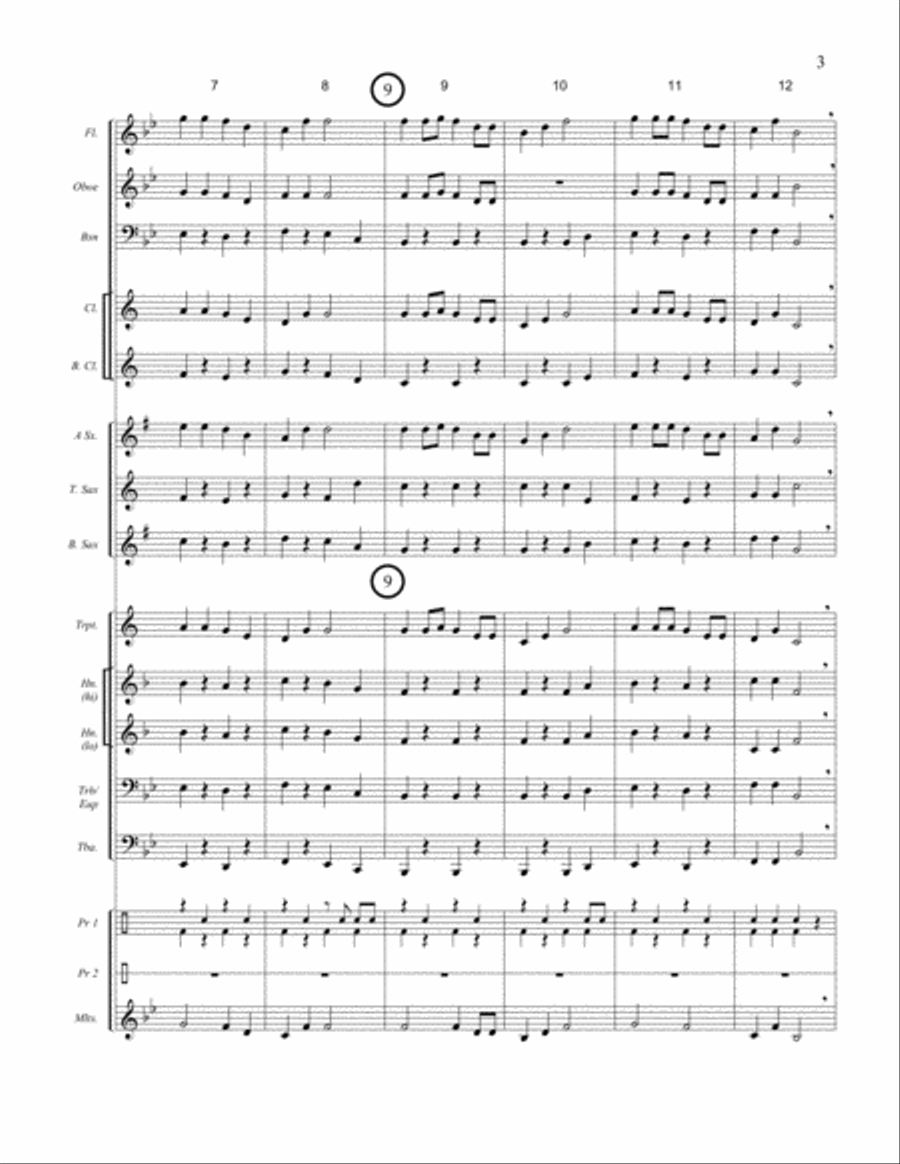 HOUSETOP MARCH (Up on the Roof Top) - beginner band - easy - score, parts & license to copy Concert Band scores gallery preview page 4