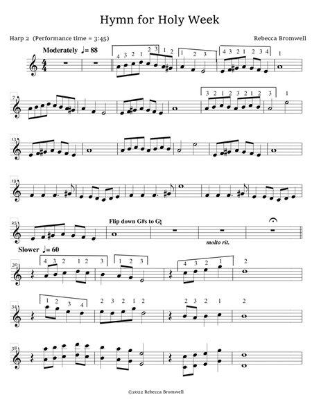 "Hymn for Holy Week" Harp 2 Part - Score Only