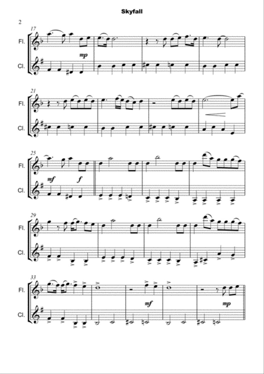Skyfall Woodwind Duet scores gallery preview page 3