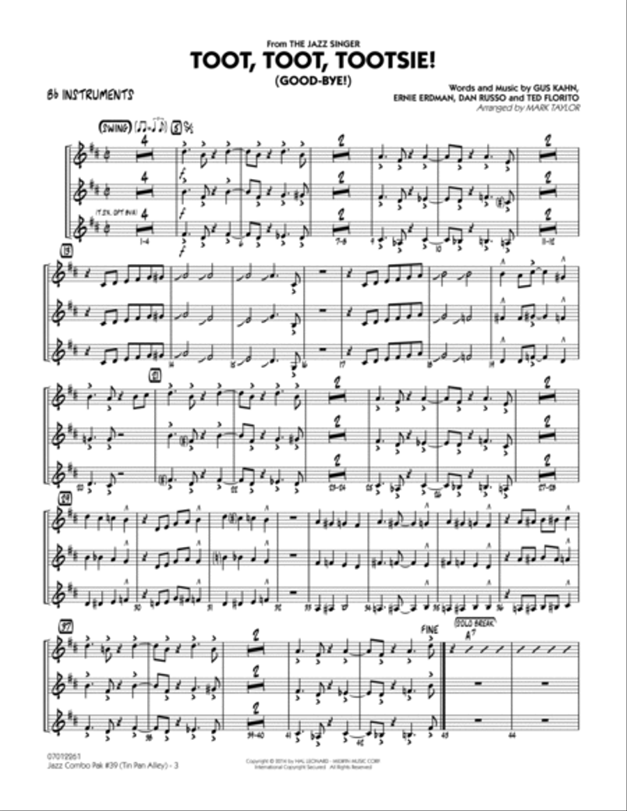 Jazz Combo Pak #39 (Tin Pan Alley) - Bb Instruments Jazz Ensemble scores gallery preview page 3