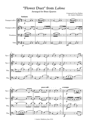 "Flower Duet" from Lake arranged for Brass Quartet
