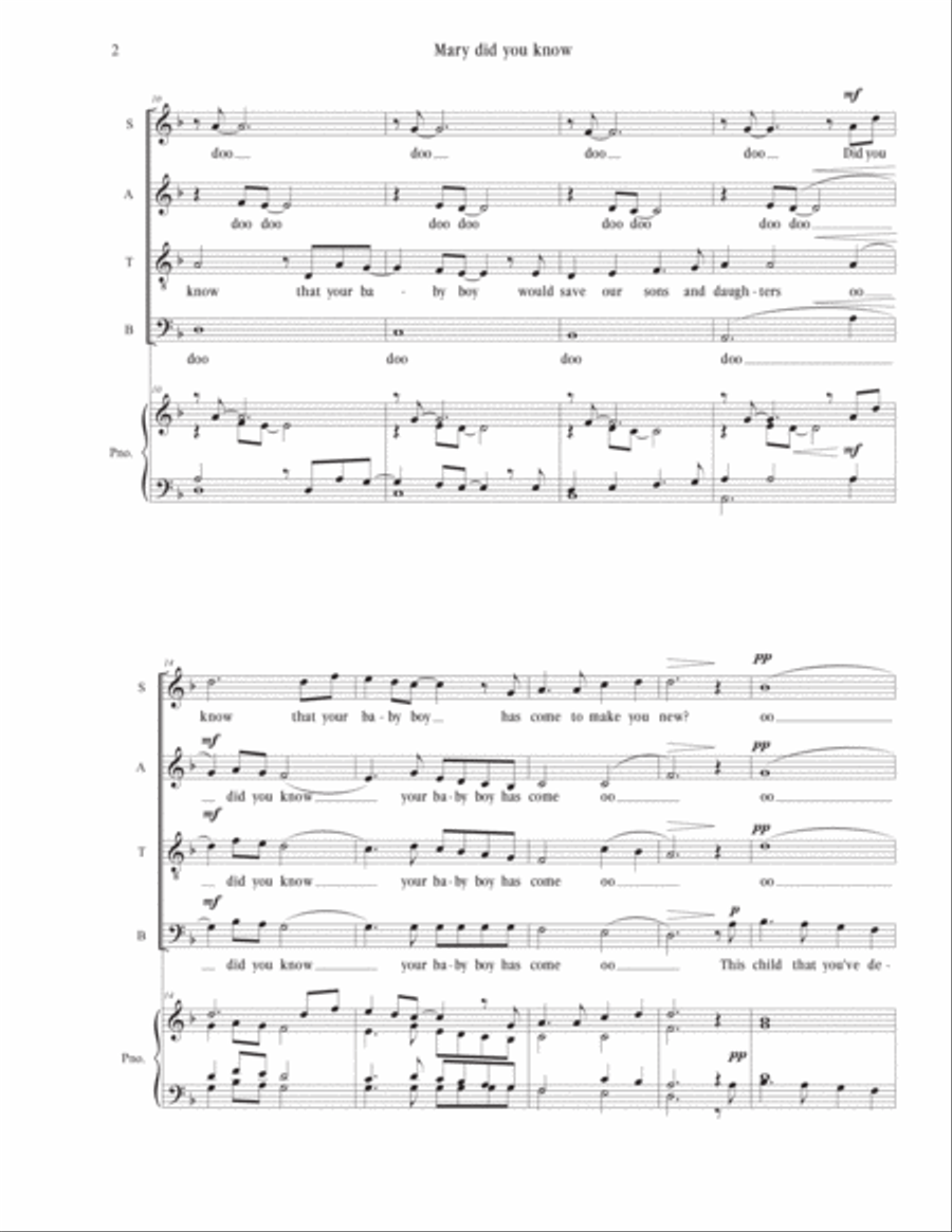 Mary, Did You Know? 4-Part scores gallery preview page 2