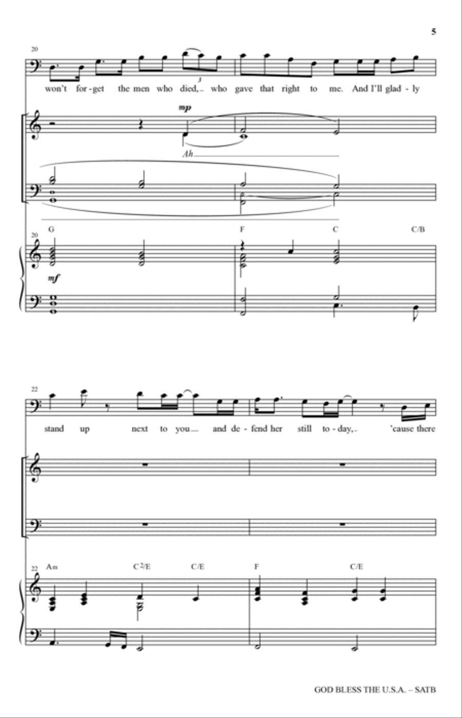 God Bless The U.S.A. (arr. David Schmidt) 4-Part scores gallery preview page 4