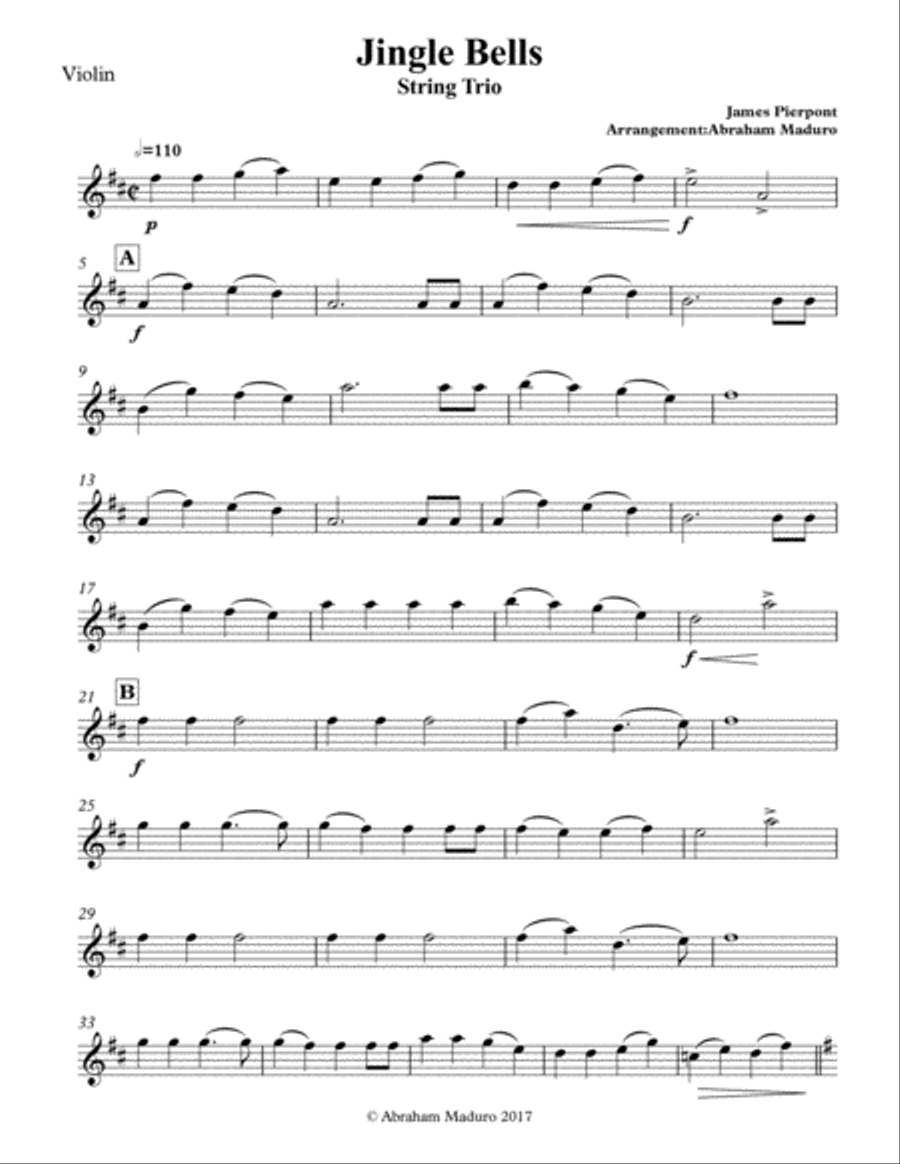Jingle Bells Violin Viola and Cello Trio String Trio scores gallery preview page 6