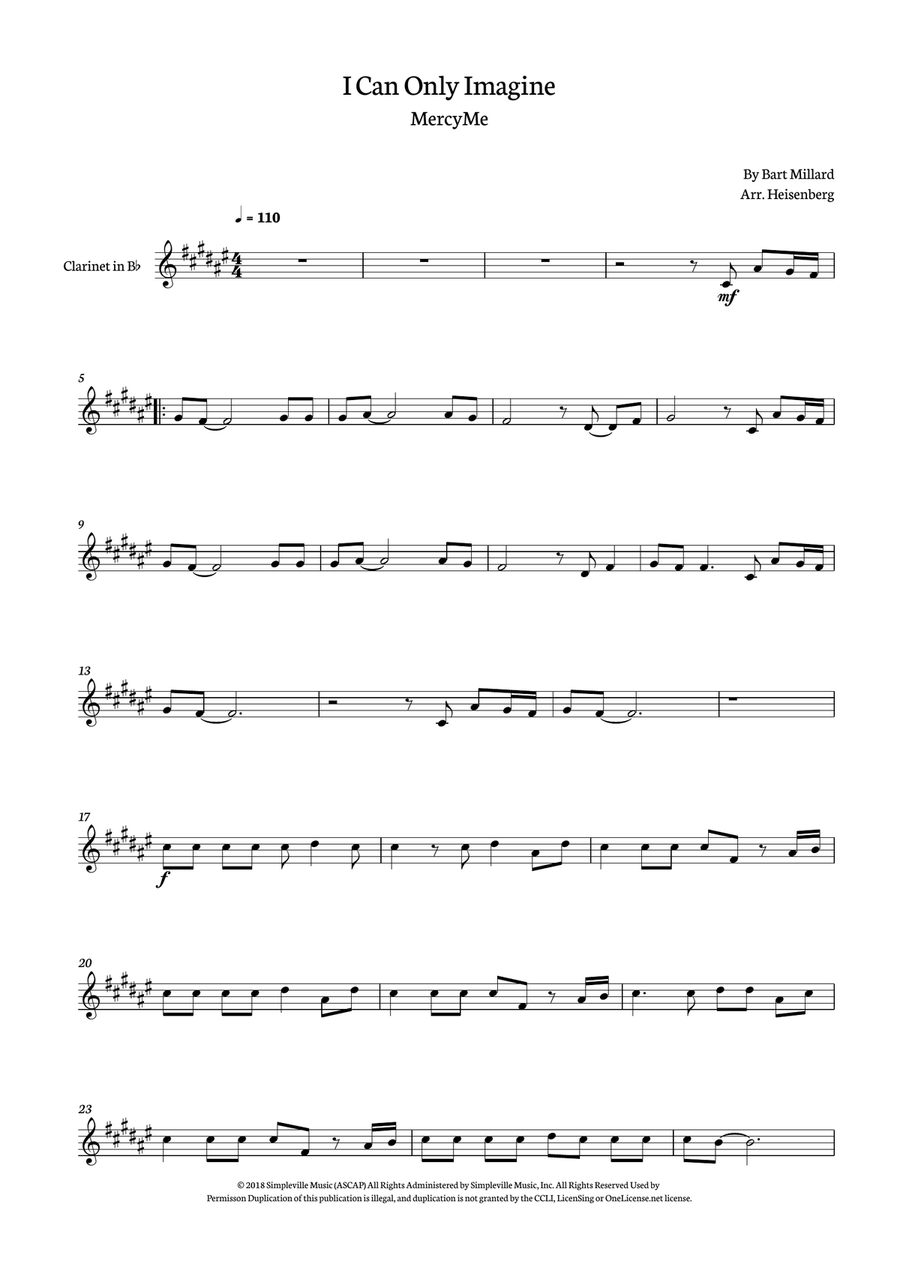 I Can Only Imagine I Can Only Imagine B-Flat Clarinet scores gallery preview page 1