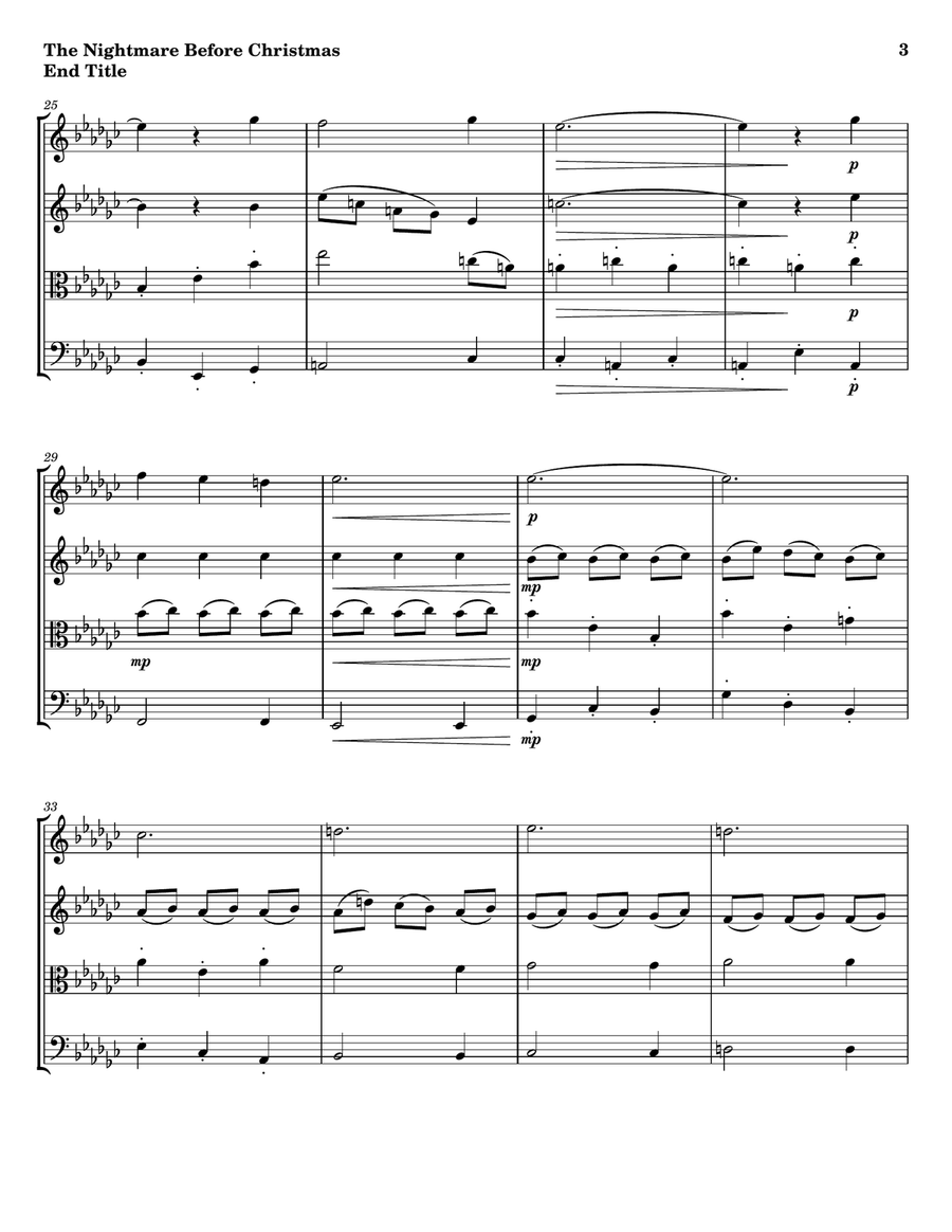 Nightmare Before Christmas (end Titles) String Quartet scores gallery preview page 3