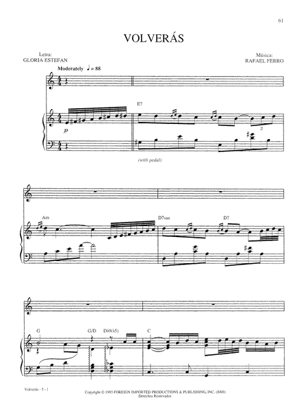 Mi Tierra by Gloria Estefan Piano, Vocal, Guitar - Sheet Music