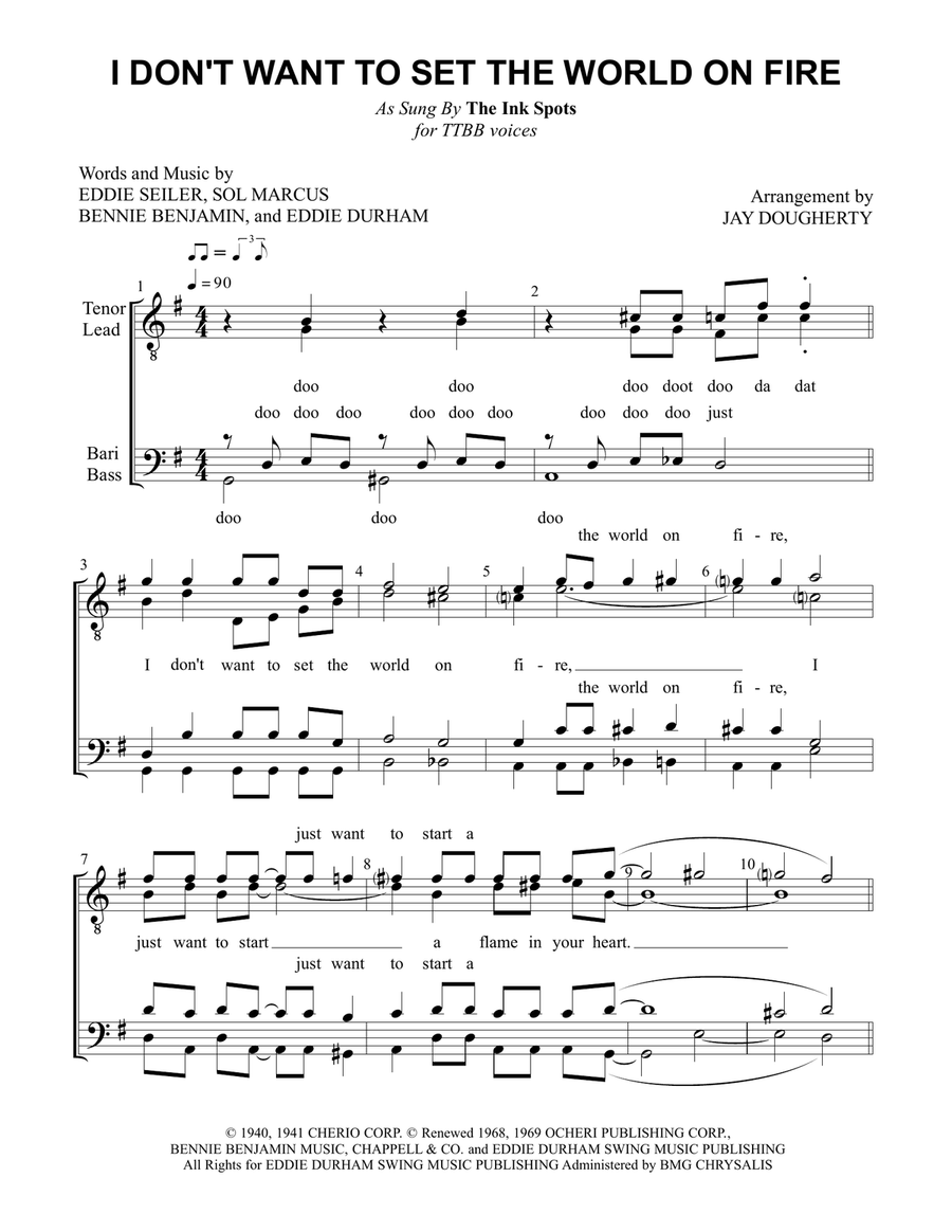 I Don't Want To Set The World On Fire TTBB scores gallery preview page 1